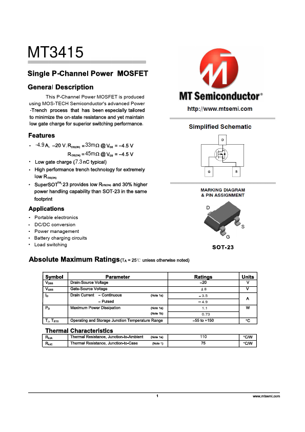 MT3415 Datasheet Preview