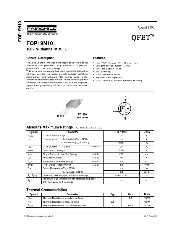 FQP19N10