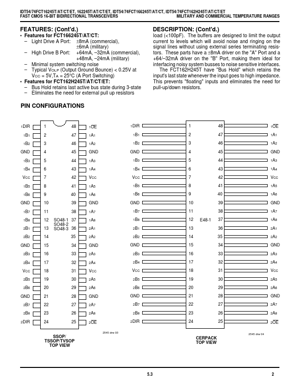 IDT74FCT162H245CT