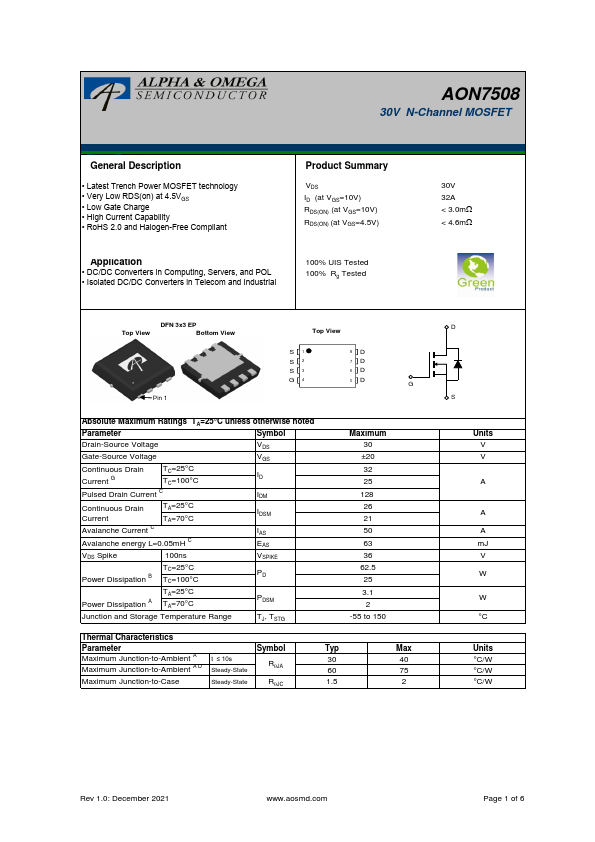 AON7508 Datasheet Preview