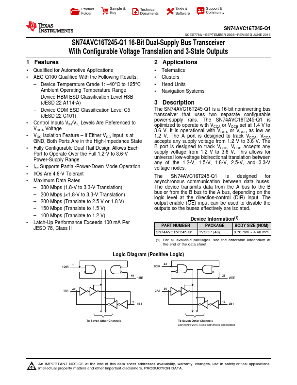 SN74AVC16T245-Q1