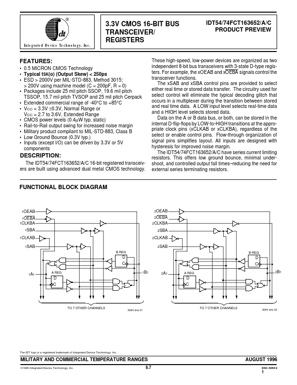 IDT74FCT163652C