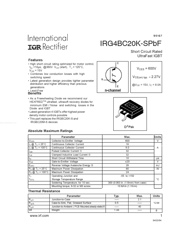 IRG4BC20K-SPBF