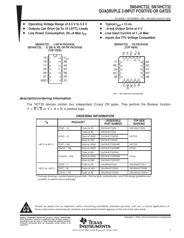 SNJ54HCT32W