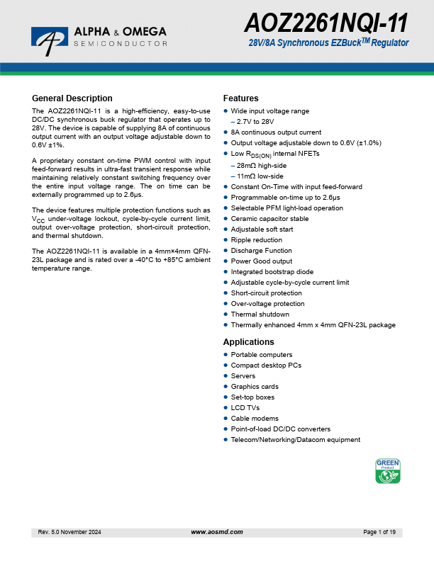 AOZ2261NQI-11 Datasheet Preview
