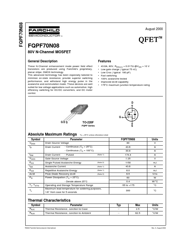 FQPF70N08