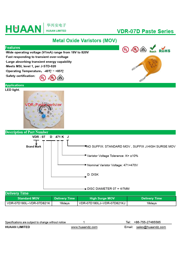 VDR-07D220K