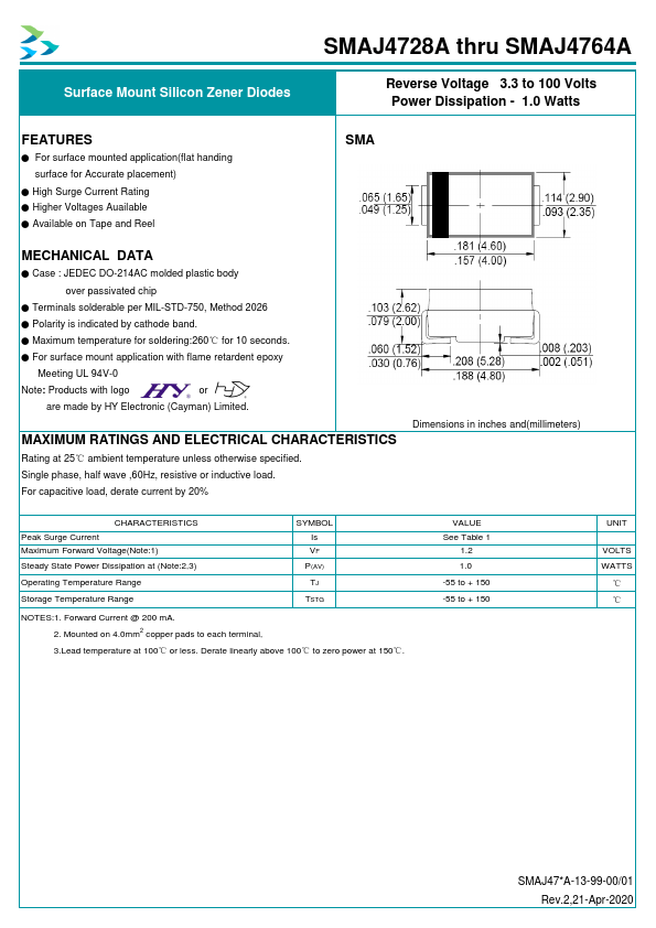 SMAJ4762A Datasheet Preview