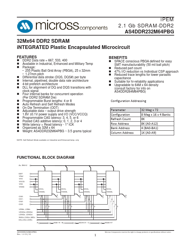 AS4DDR232M64PBG