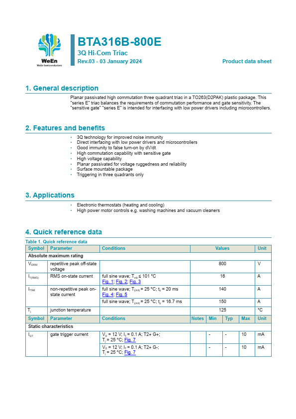 BTA316B-800E Datasheet Preview