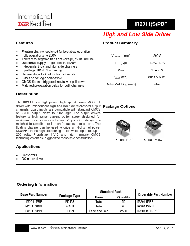 IR2011PBF Datasheet Preview