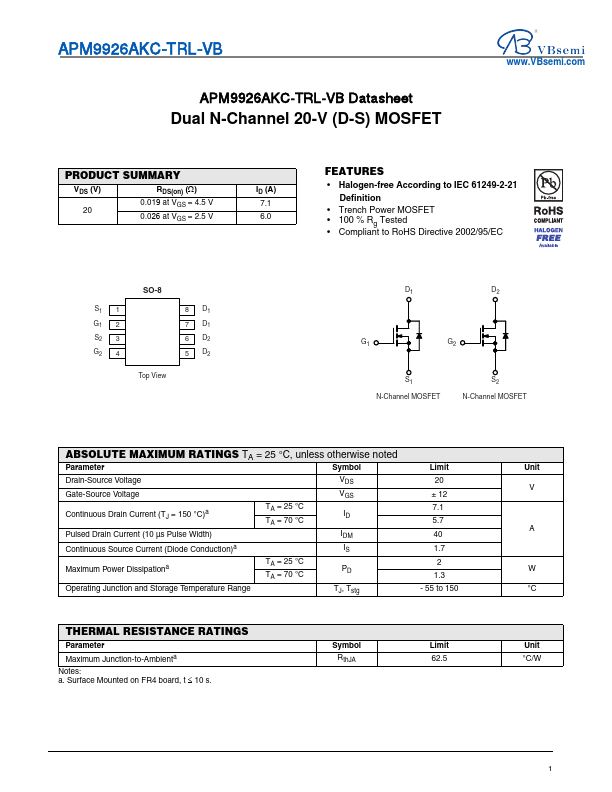 APM9926AKC-TRL Datasheet Preview