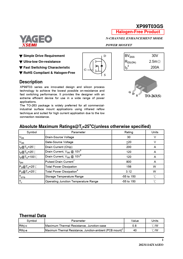 XP99T03GS Datasheet Preview