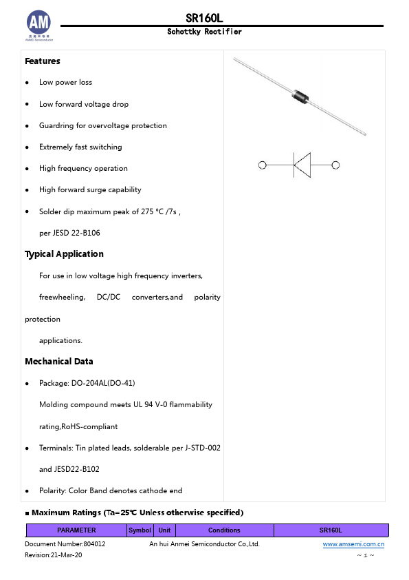 SR160L datasheet page 1 preview