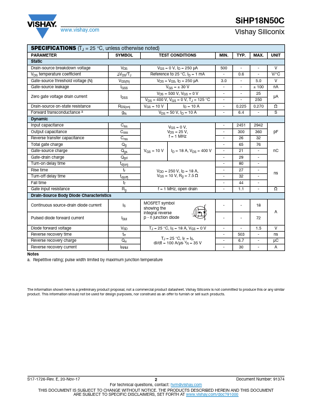 SiHP18N50C