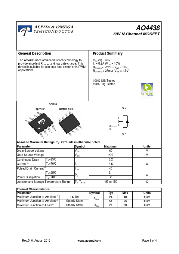 AO4438 Datasheet Preview