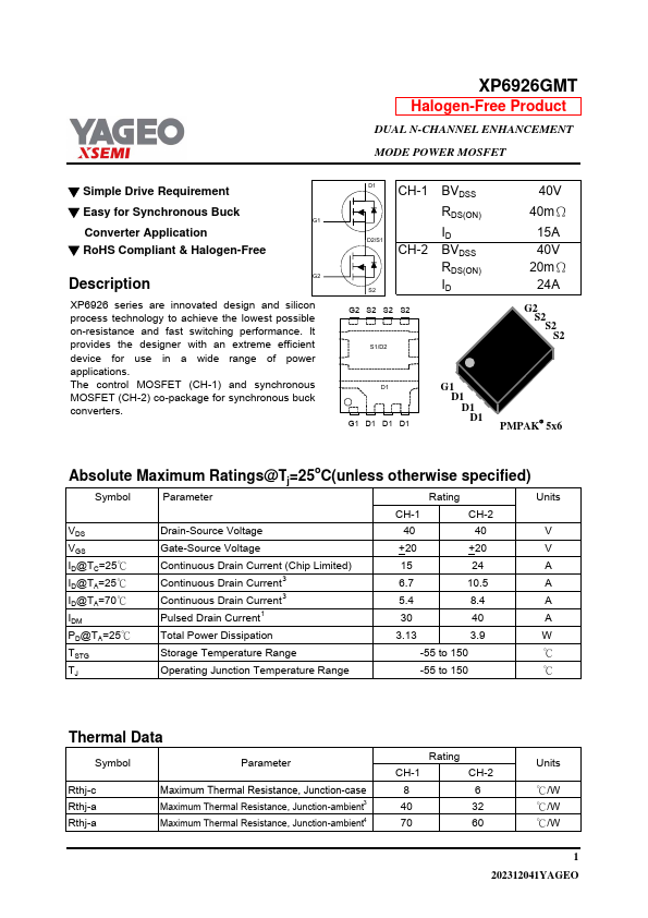 XP6926GMT Datasheet Preview