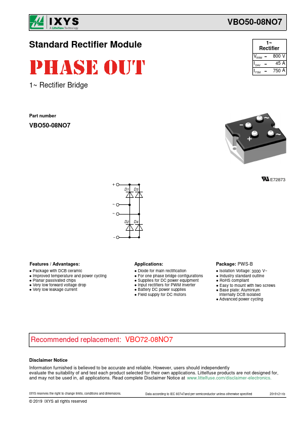 VBO50-08NO7 Datasheet Preview