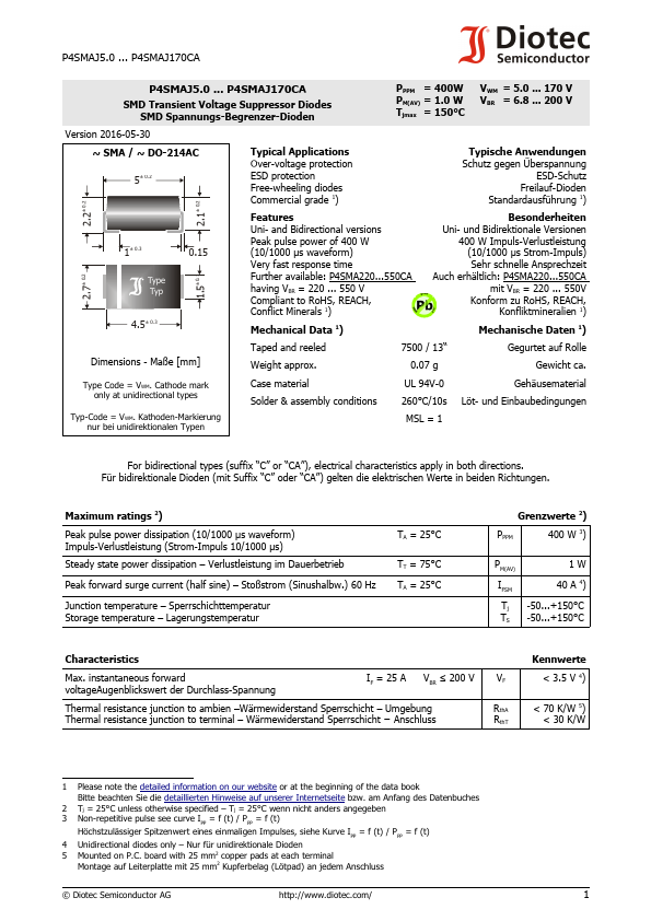 P4SMAJ16CA