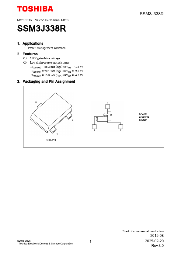 SSM3J338R Datasheet Preview