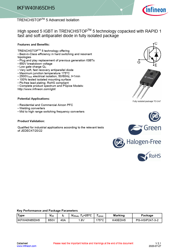 IKFW40N65DH5 Datasheet Preview