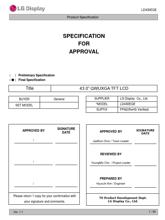 LD430EQE-FPA2 Datasheet Preview