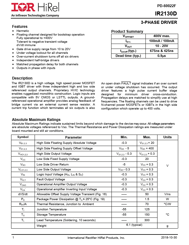 IR2130D Datasheet Preview