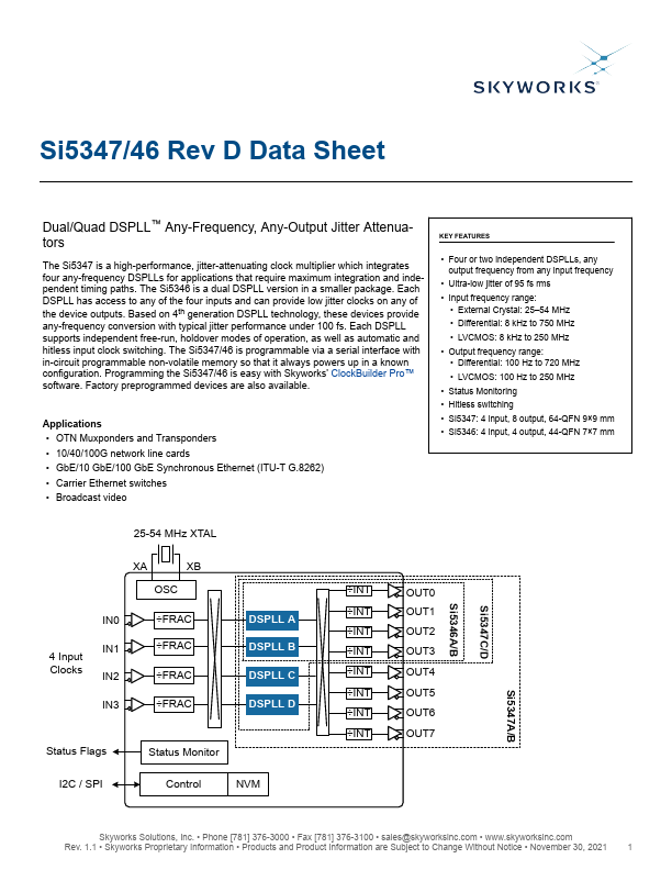 Si5347 Datasheet Preview