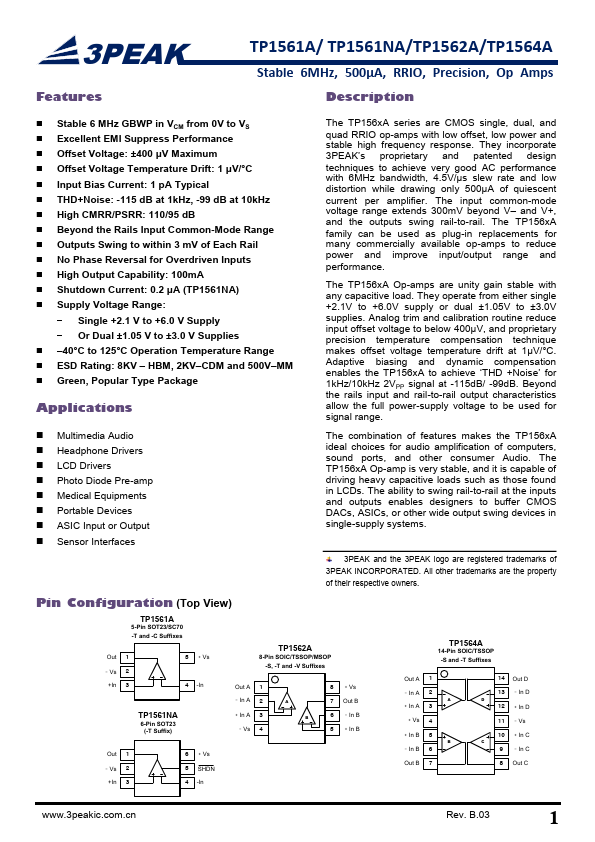 TP1561A Datasheet PDF - 3Peak