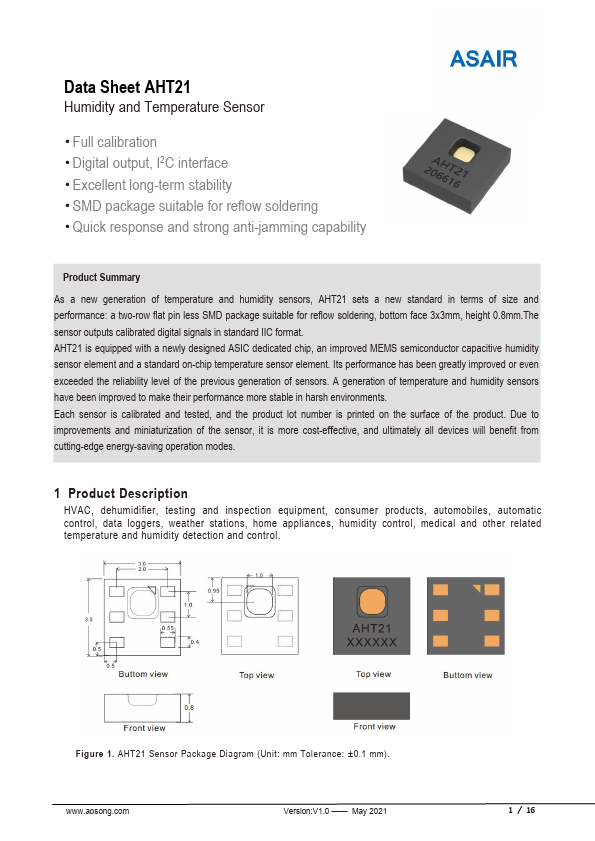 AHT21 Datasheet Preview