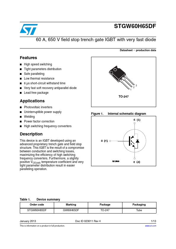 STGW60H65DF