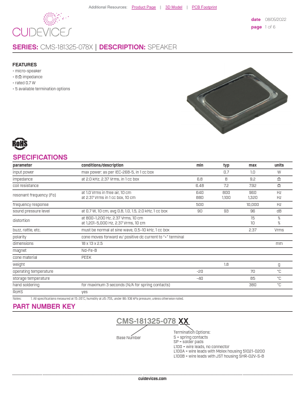 CMS-181325-078S Datasheet Preview