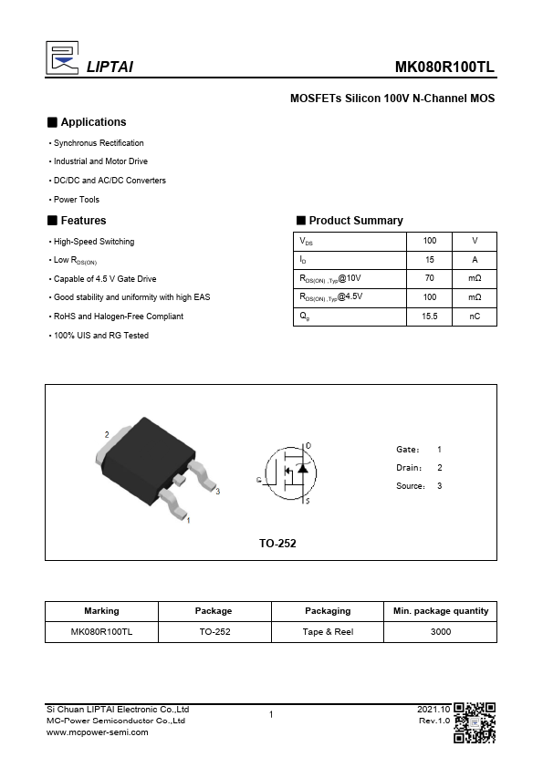 MK080R100TL Datasheet Preview