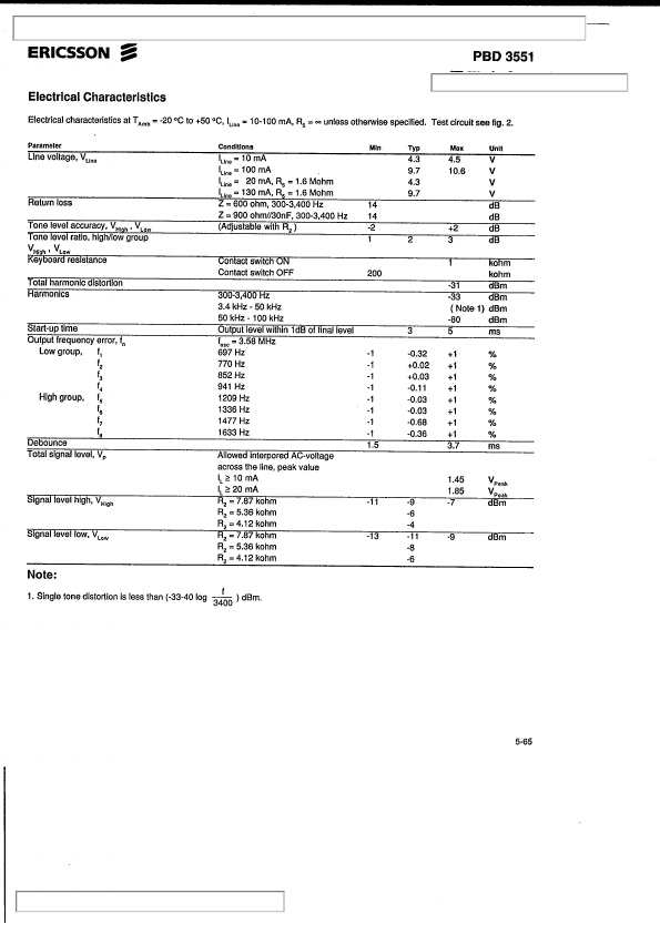 PBD3551 DTMF Generator Ericsson 