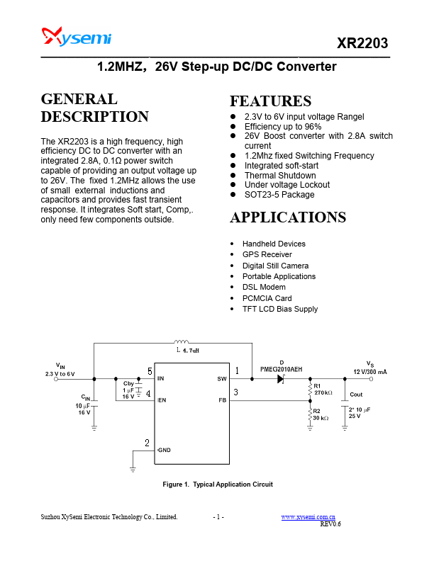 XR2203 26V Step-up DC/DC Converter by XySemi - Datasheet Preview