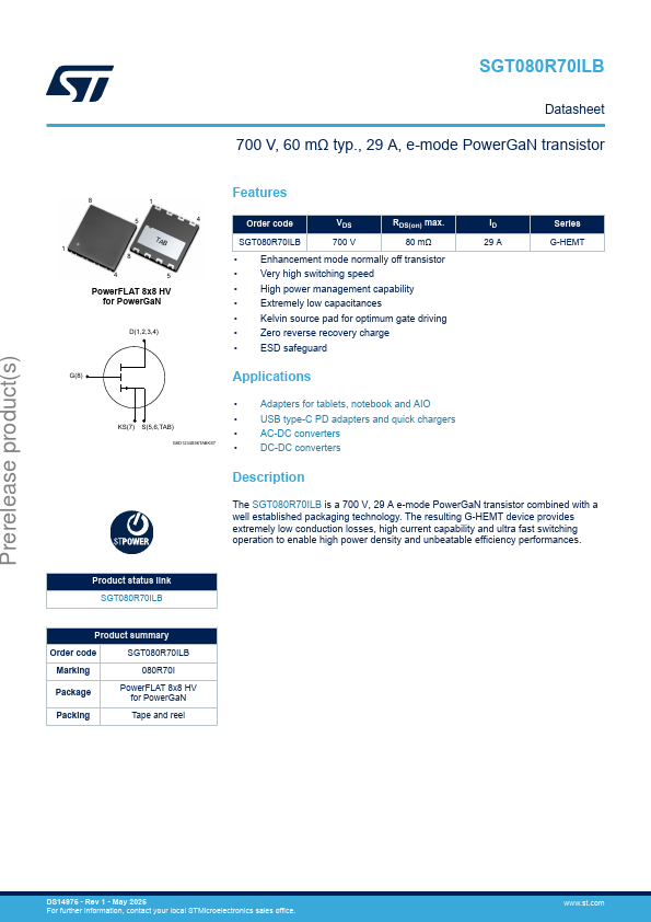 SGT080R70ILB Datasheet Preview