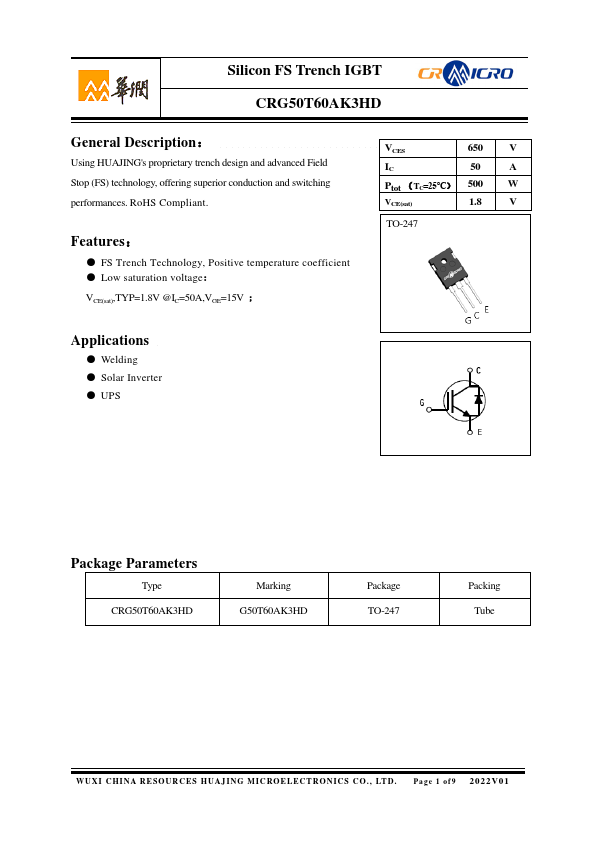 CRG50T60AK3HD Datasheet Preview
