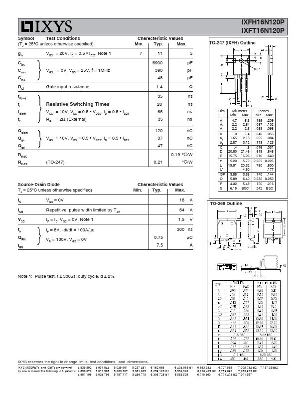 IXFT16N120P