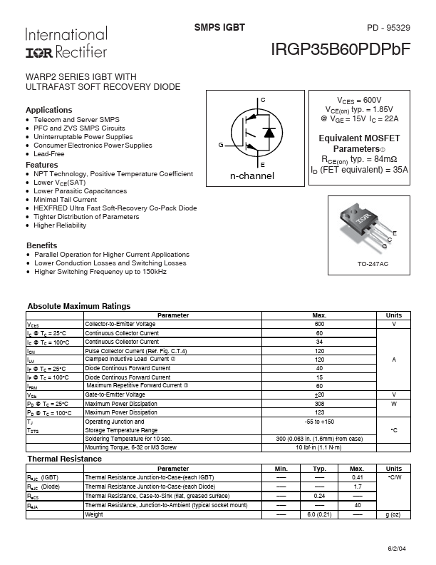 IRGP35B60PDPbF