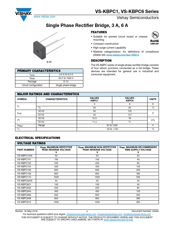 VS-KBPC610 Datasheet Preview
