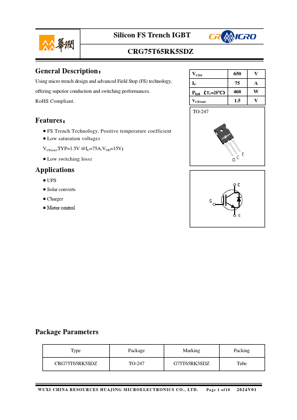 CRG75T65RK5SDZ Datasheet Preview