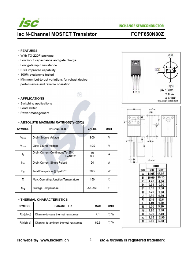 FCPF650N80Z