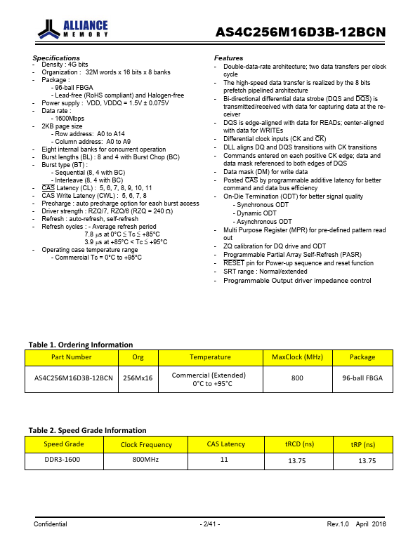 AS4C256M16D3B-12BCN