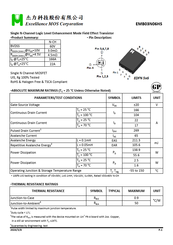 EMB03N06HS Datasheet Preview