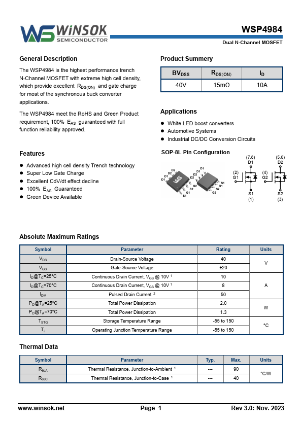 WSP4984 Datasheet Preview