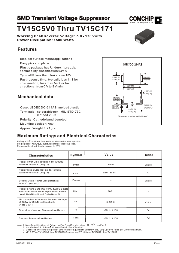 TV15C170J Datasheet Preview