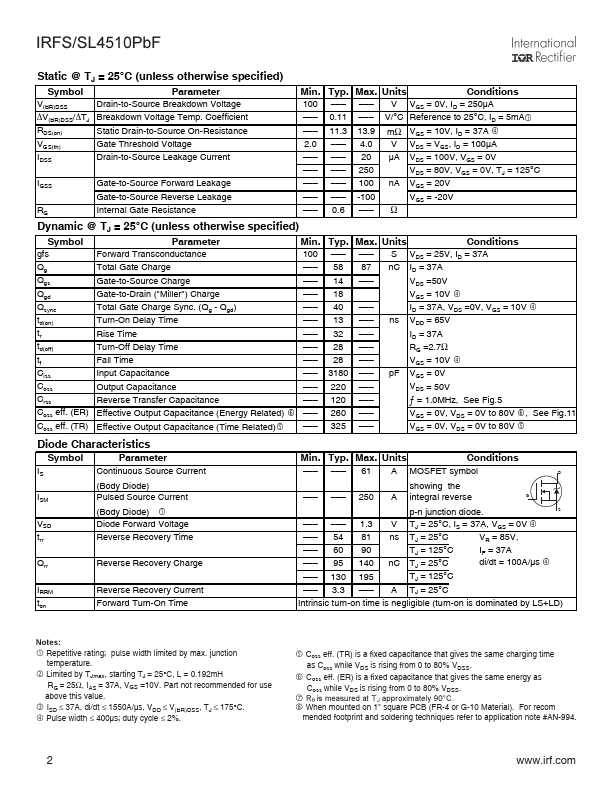 IRFSL4510PbF