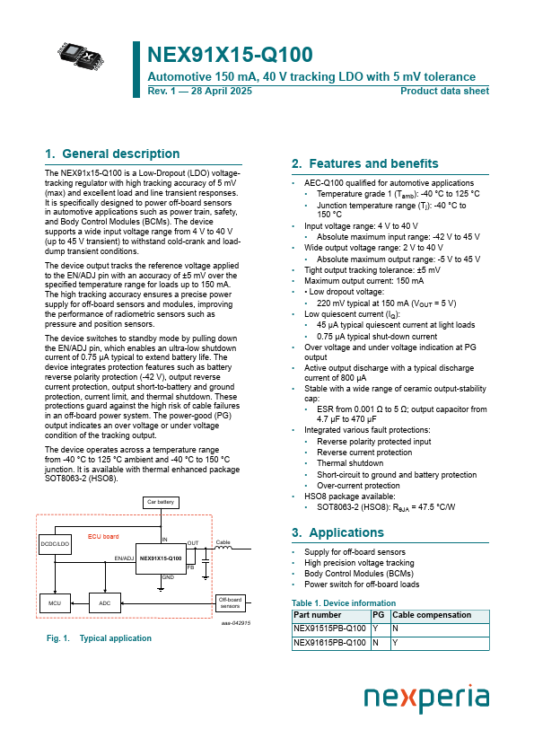 NEX91X15-Q100 Datasheet Preview