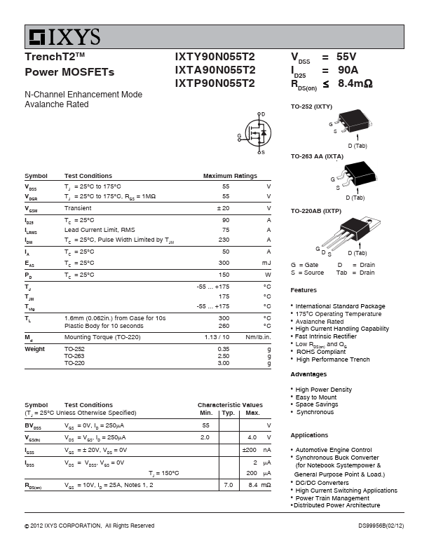 IXTA90N055T2