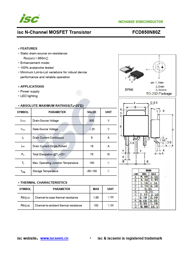 FCD850N80Z